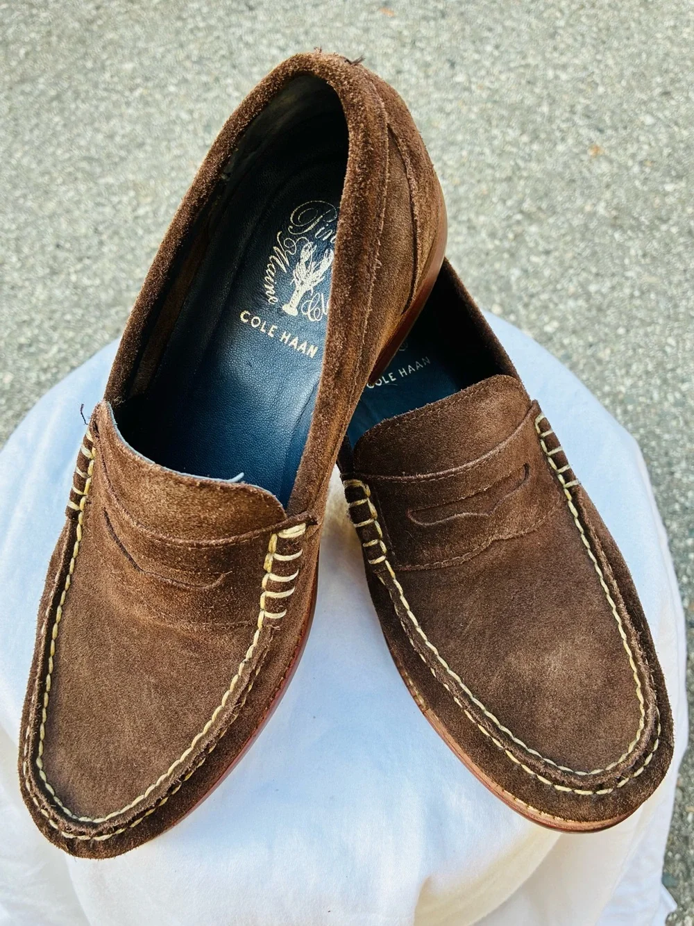 Cole Haan Pinch Brown Suede Penny Loafers, Size 7
